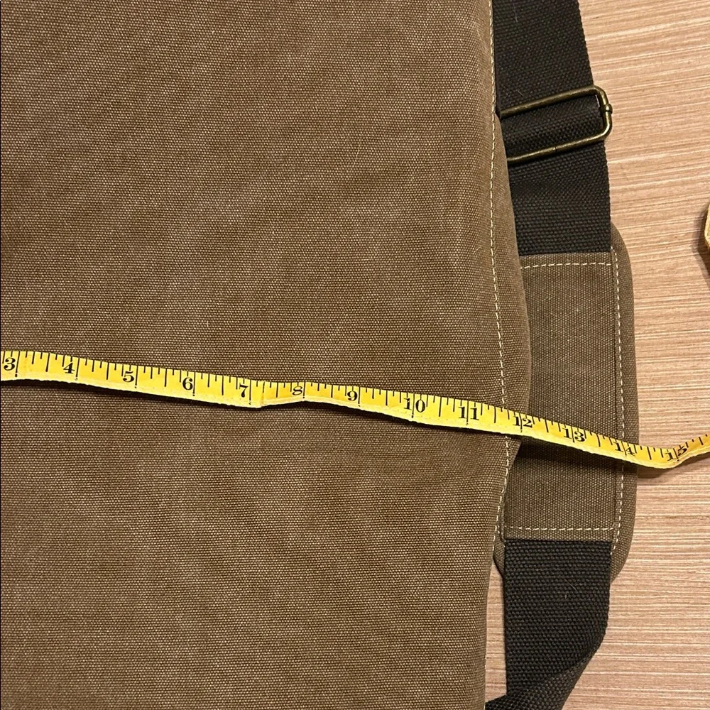 Khaki Canvas Messenger Bag for Men
